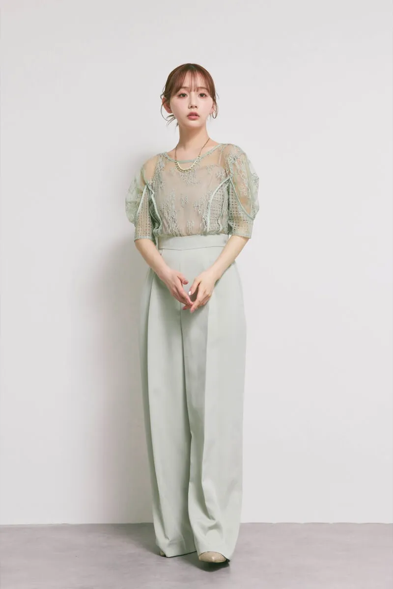 ミントグリーンのパネルレースドッキングコンビネーション