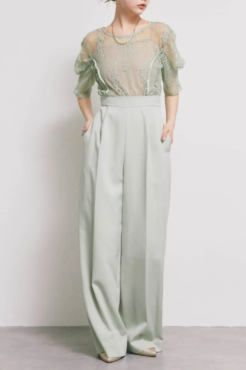 ミントグリーンのパネルレースドッキングコンビネーション