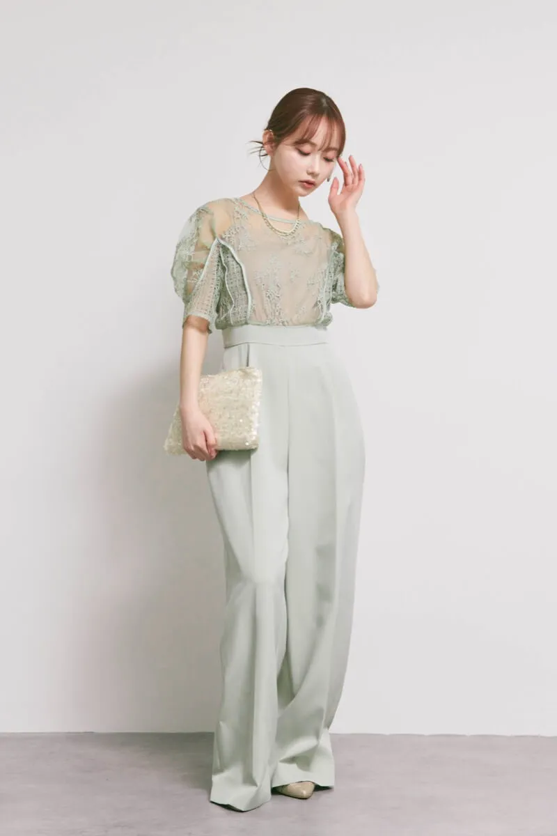 ミントグリーンのパネルレースドッキングコンビネーション