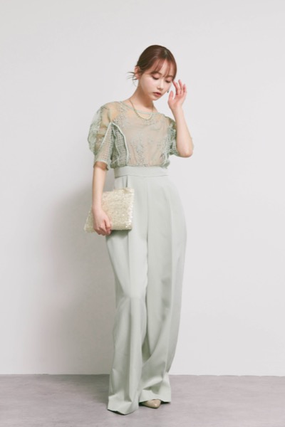 ミントグリーンのパネルレースドッキングコンビネーション