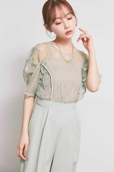 ミントグリーンのパネルレースドッキングコンビネーション