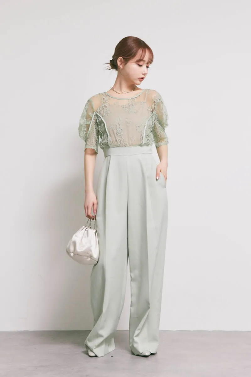 ミントグリーンのパネルレースドッキングコンビネーション