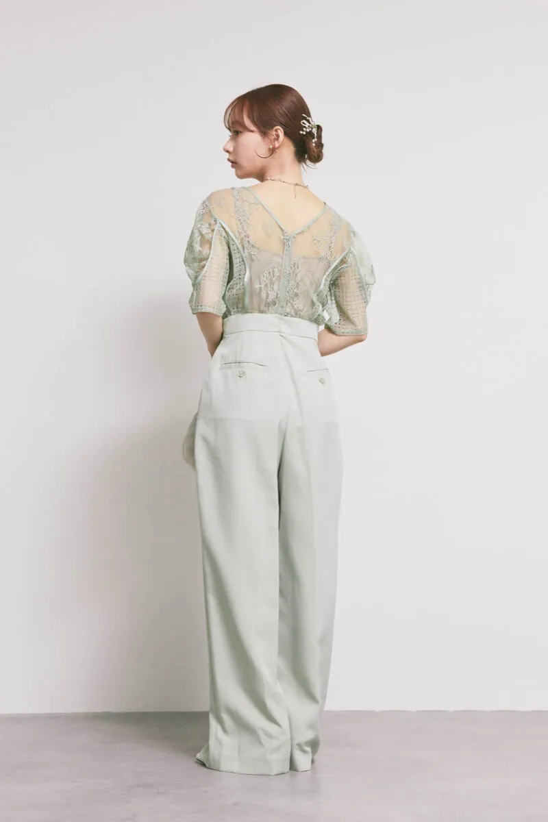 ミントグリーンのパネルレースドッキングコンビネーション