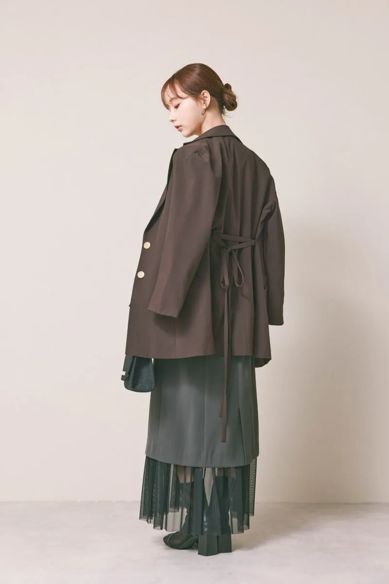 グレーのレースVネックレイヤードドレス