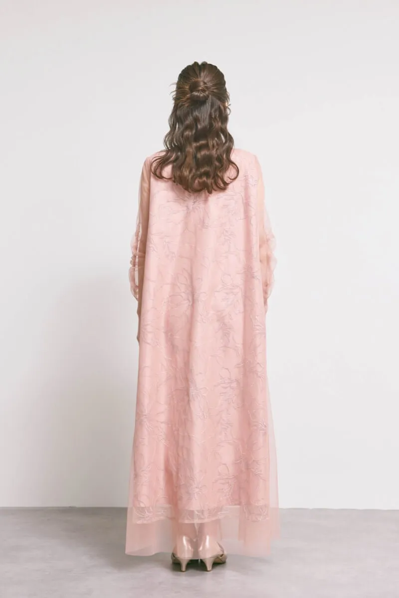 オレンジのシアーペタルレイヤードドレス