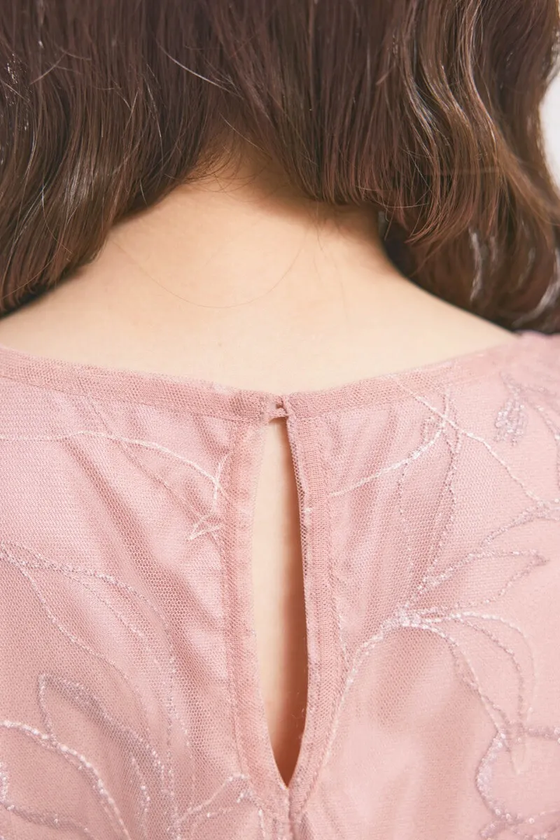 オレンジのシアーペタルレイヤードドレス