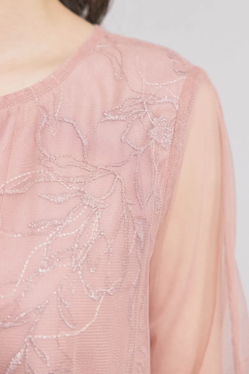 オレンジのシアーペタルレイヤードドレス