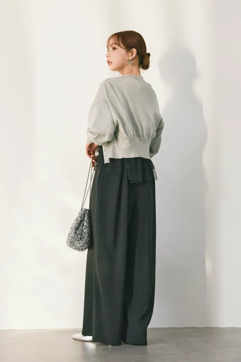 ブラックのティアードチュールオールインワンドレス