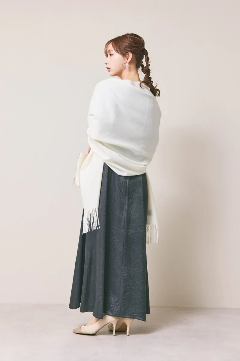 ブラック×チャコールのシャーリングブラウスセットドレス