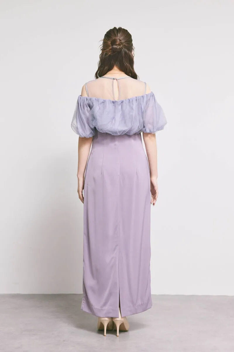 ラベンダーのシアーボレロレイヤードドレス