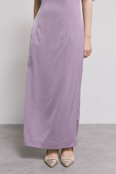 ラベンダーのシアーボレロレイヤードドレス