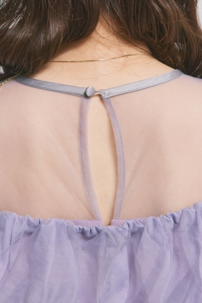 ラベンダーのシアーボレロレイヤードドレス