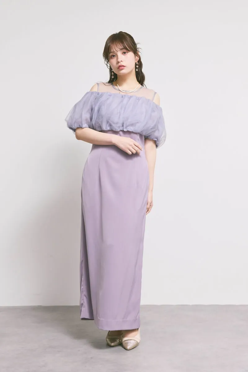 ラベンダーのシアーボレロレイヤードドレス