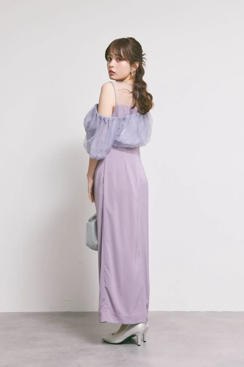 ラベンダーのシアーボレロレイヤードドレス