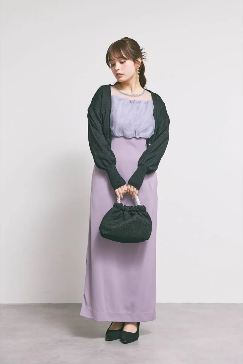 ラベンダーのシアーボレロレイヤードドレス