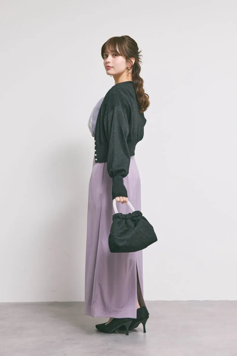 ラベンダーのシアーボレロレイヤードドレス