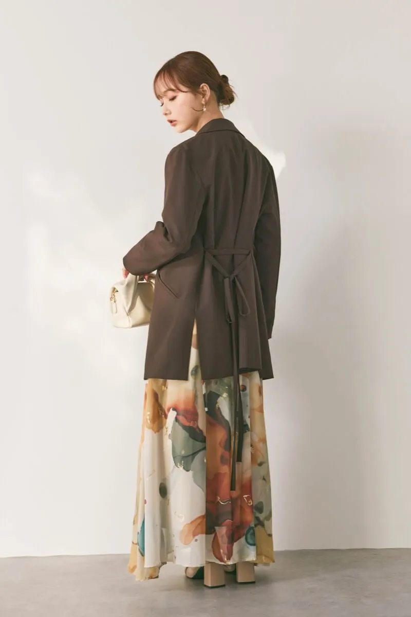 ベージュのインクアートドレス