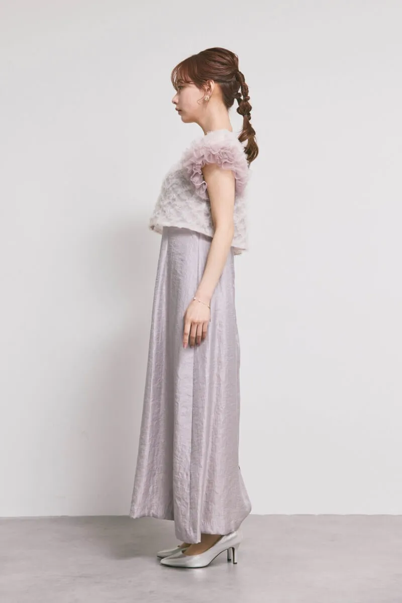 ラベンダーのボリュームチュールブラウスセットドレス