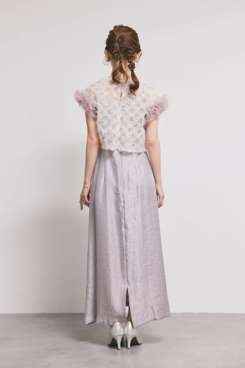 ラベンダーのボリュームチュールブラウスセットドレス