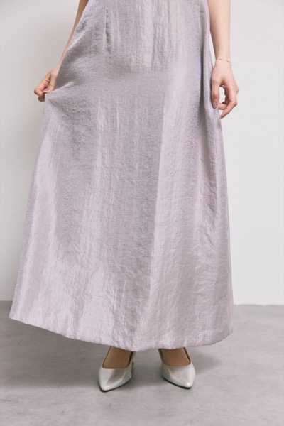 ラベンダーのボリュームチュールブラウスセットドレス