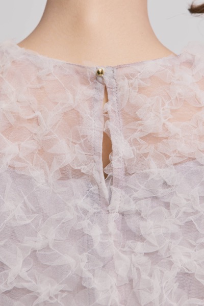 ラベンダーのボリュームチュールブラウスセットドレス