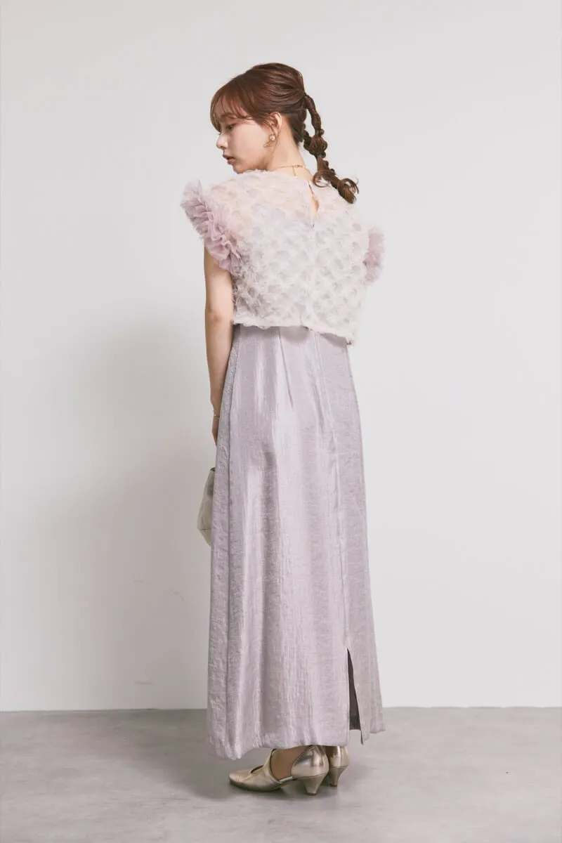 ラベンダーのボリュームチュールブラウスセットドレス