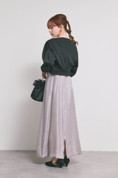 ラベンダーのボリュームチュールブラウスセットドレス