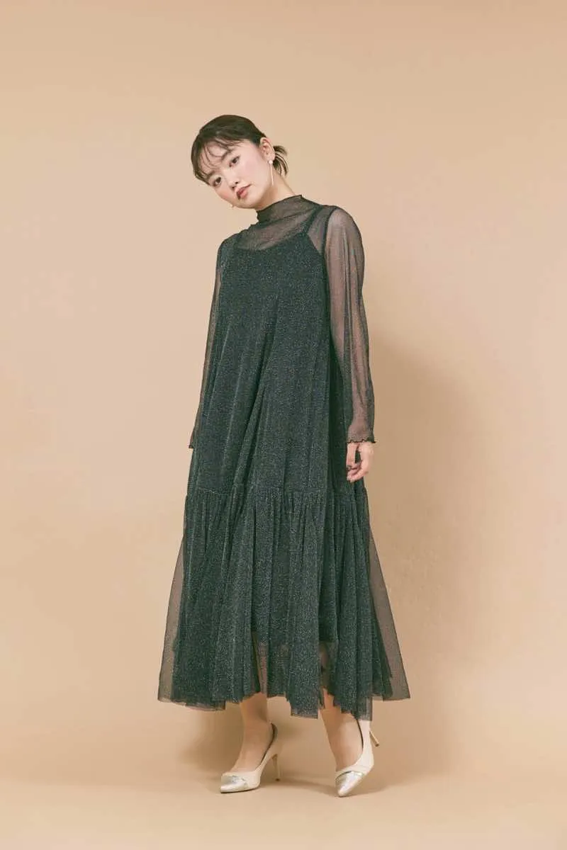 ブラックのラメチュールメロウAラインドレス