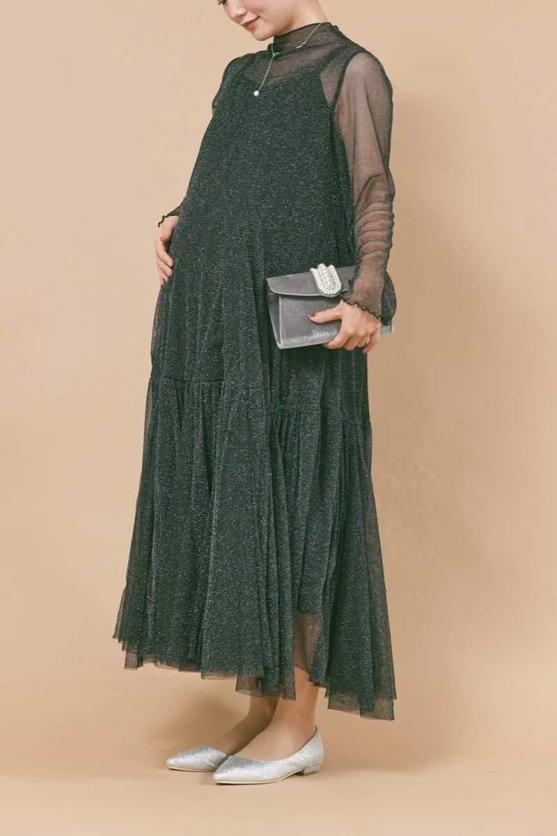 ブラックのラメチュールメロウAラインドレス