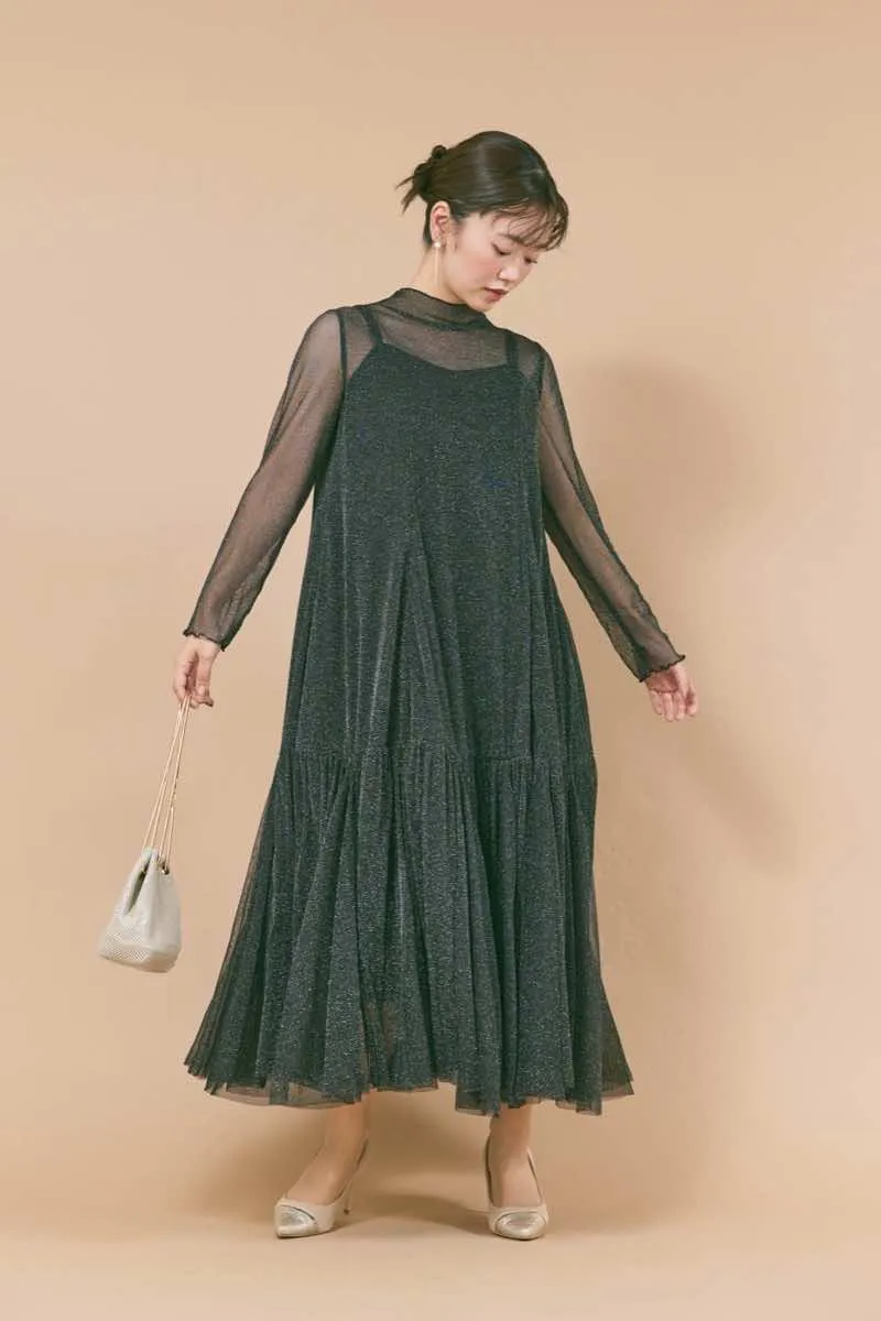 ブラックのラメチュールメロウAラインドレス