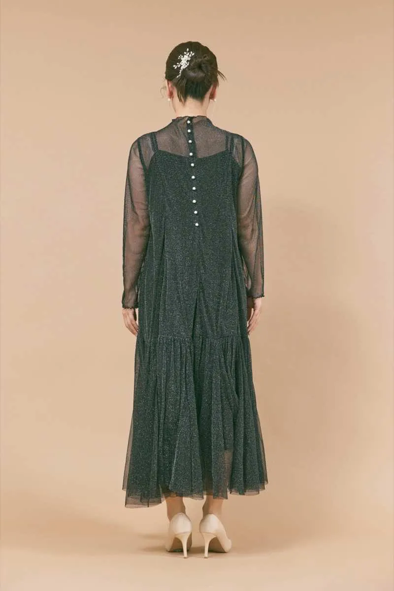 ブラックのラメチュールメロウAラインドレス