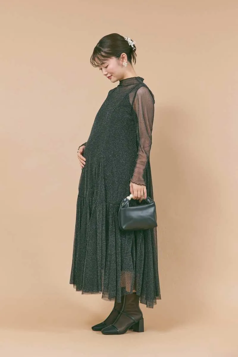 ブラックのラメチュールメロウAラインドレス