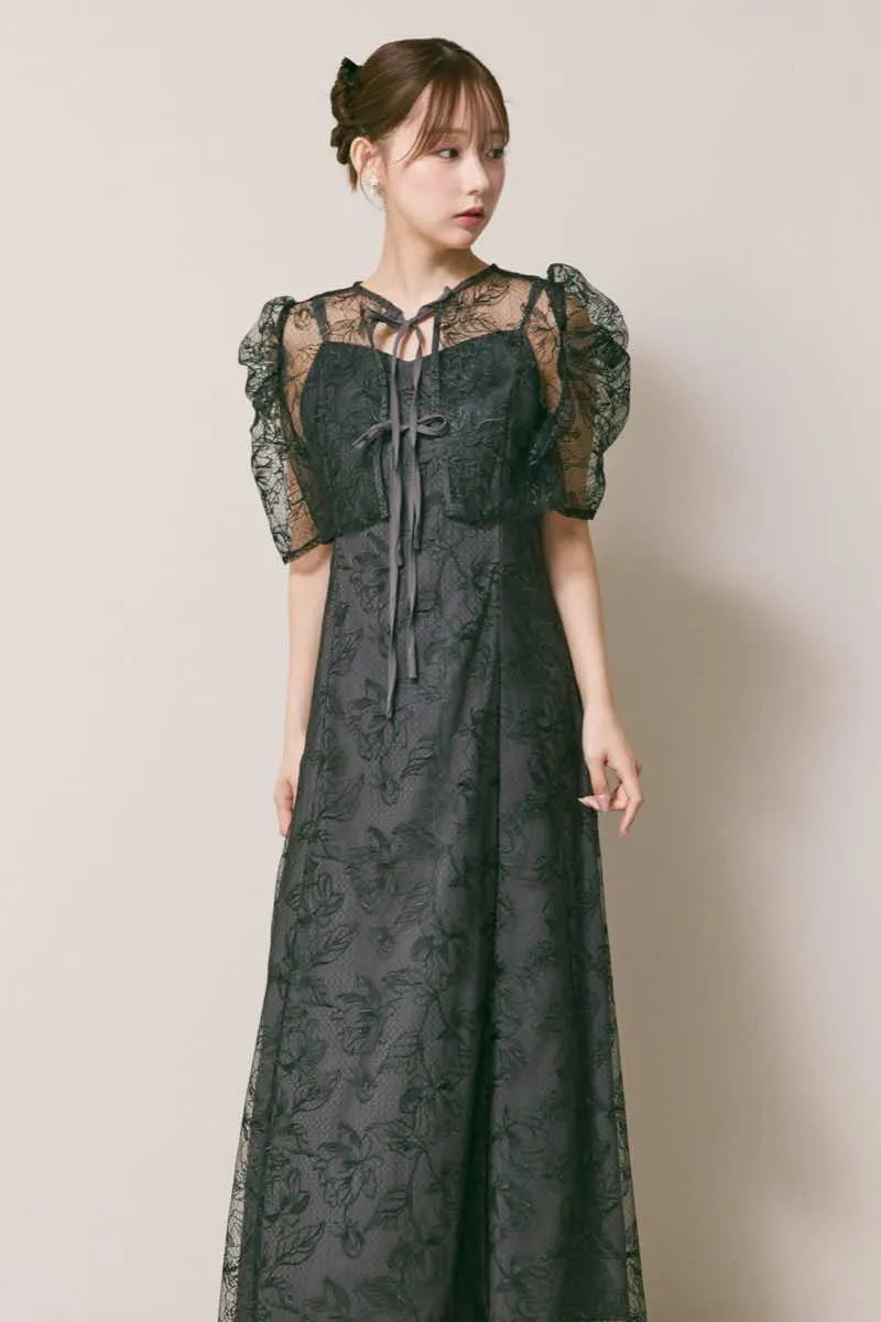 ブラックのシアーボレロセットアップドレス