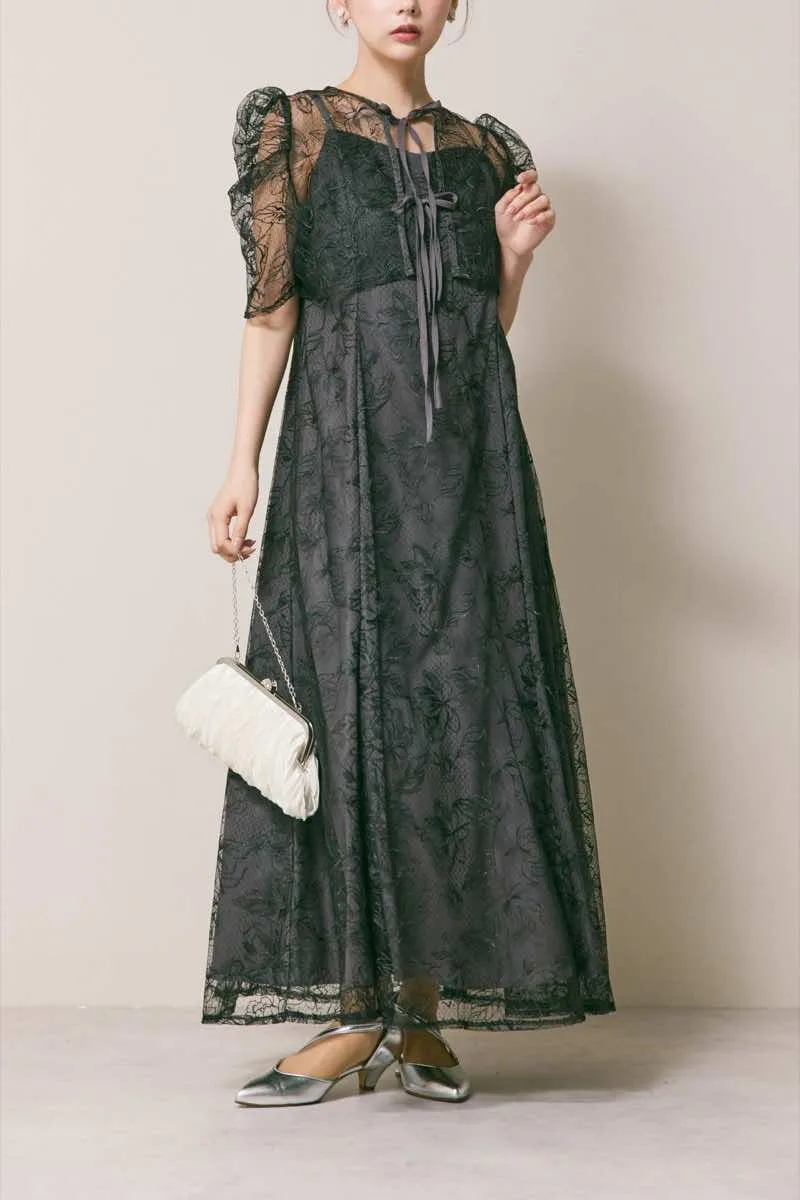 ブラックのシアーボレロセットアップドレス