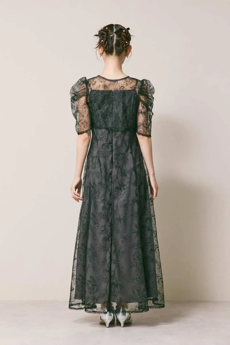 ブラックのシアーボレロセットアップドレス