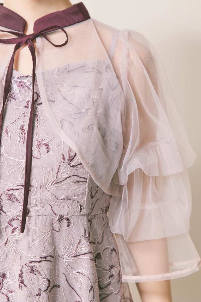 パープルのナロータイシアーボレロドレス