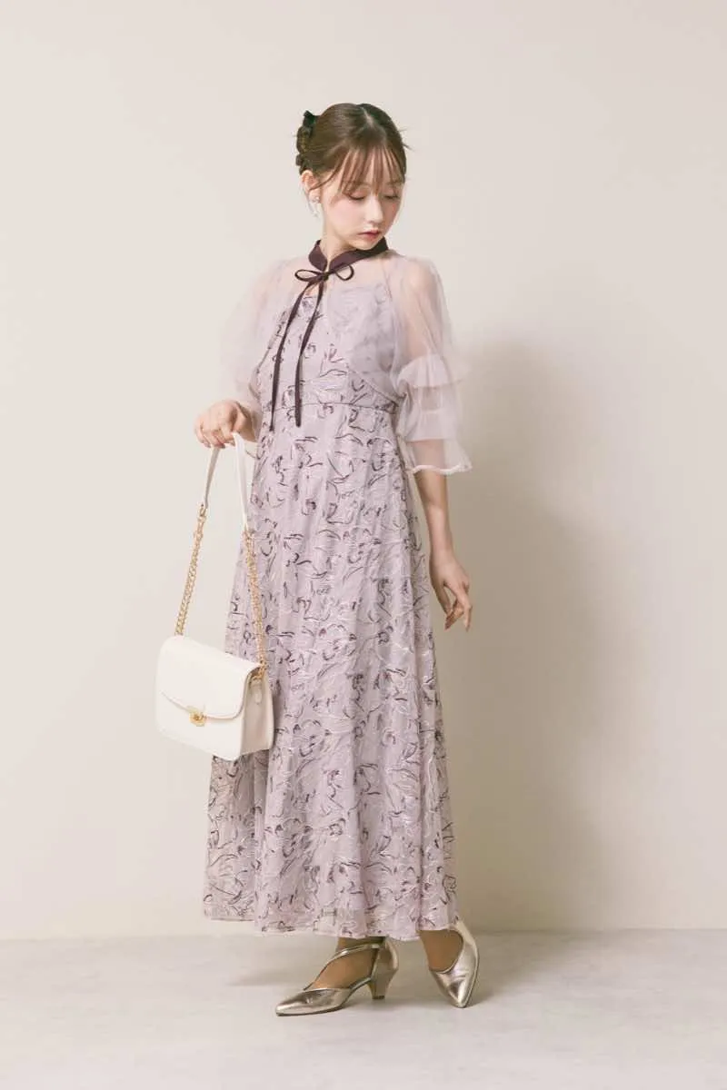 パープルのナロータイシアーボレロドレス