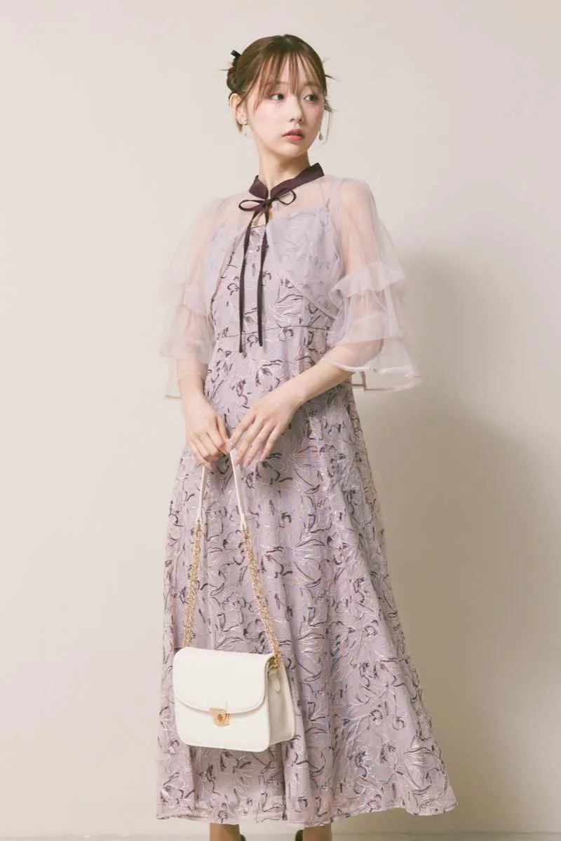 パープルのナロータイシアーボレロドレス