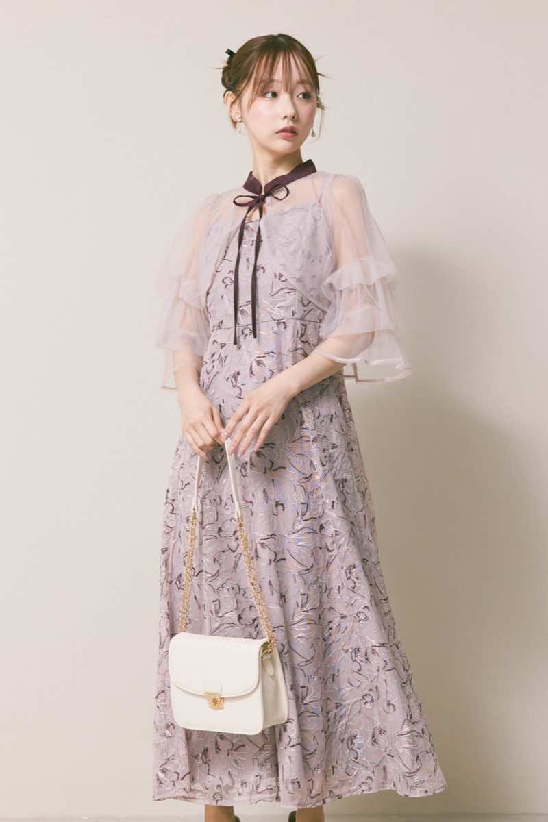 パープルのナロータイシアーボレロドレス