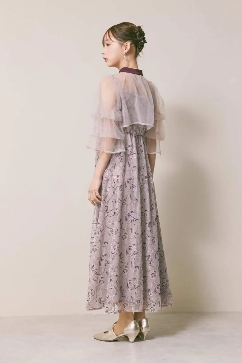 パープルのナロータイシアーボレロドレス