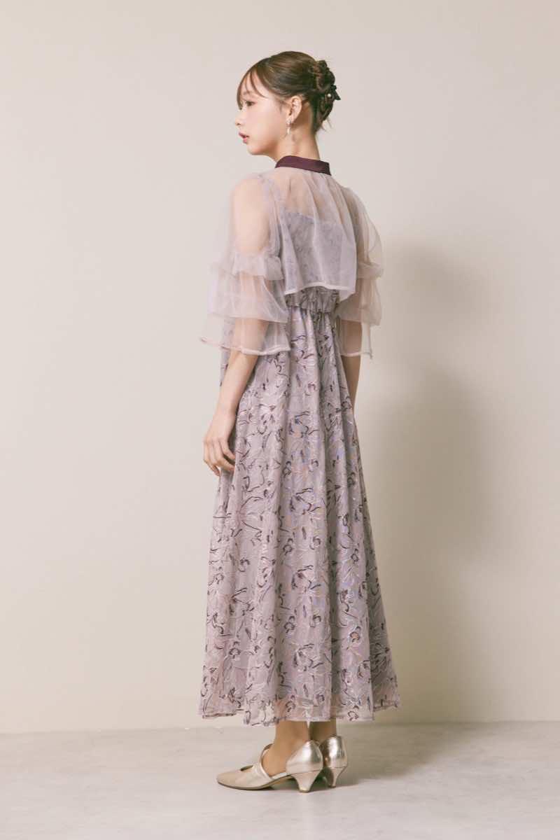パープルのナロータイシアーボレロドレス
