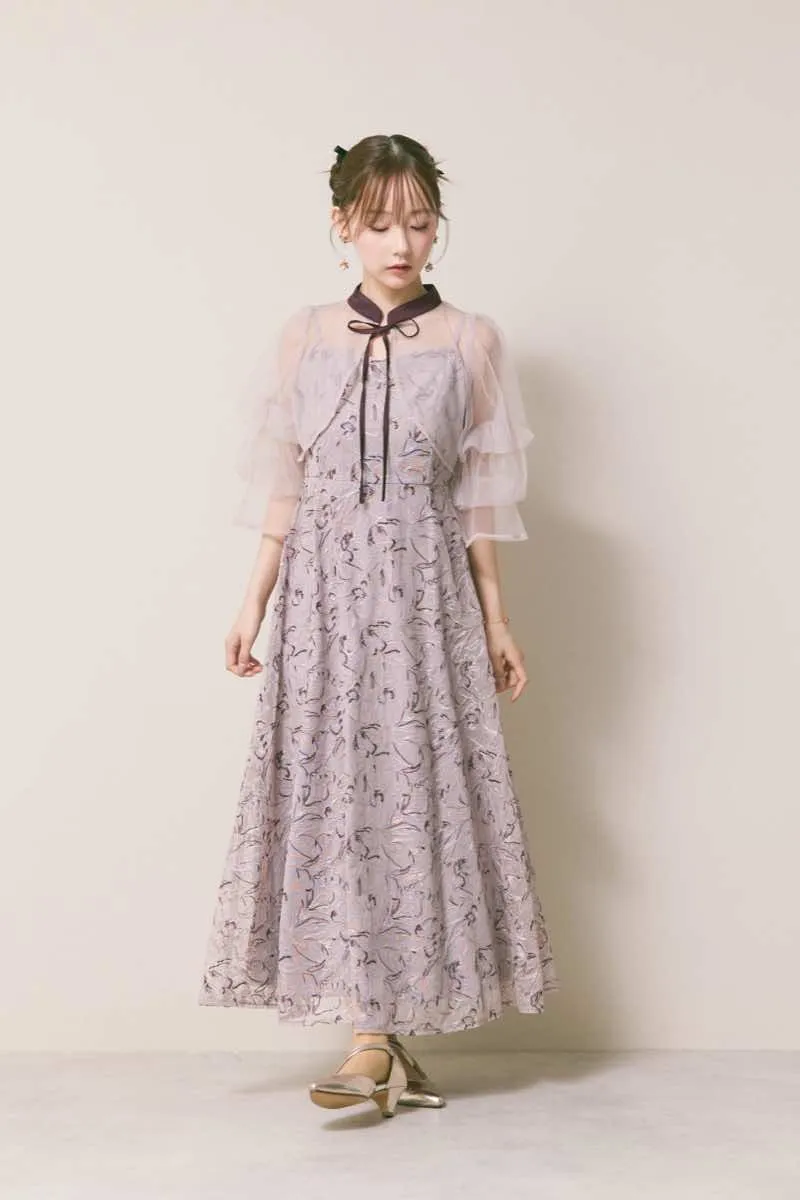パープルのナロータイシアーボレロドレス
