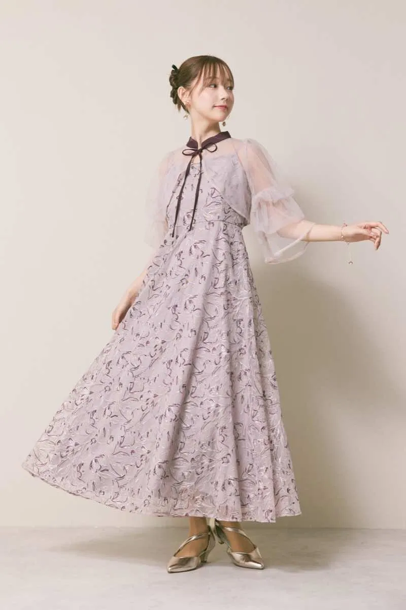 パープルのナロータイシアーボレロドレス