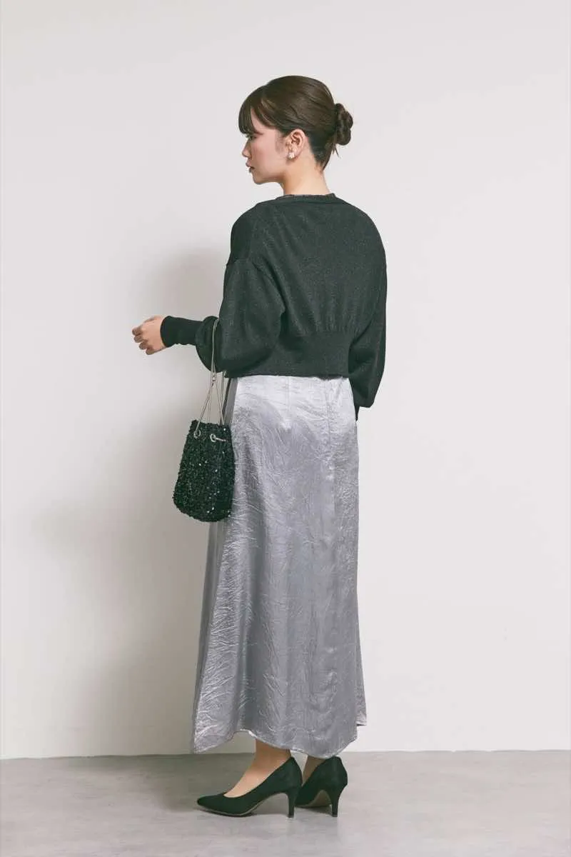 グレーのドロストギャザーセパレートドレス
