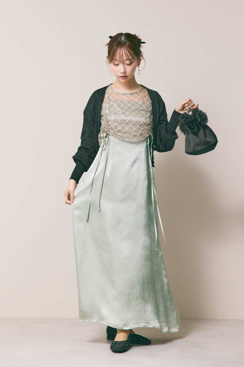 ミントのドロストギャザーセパレートドレス
