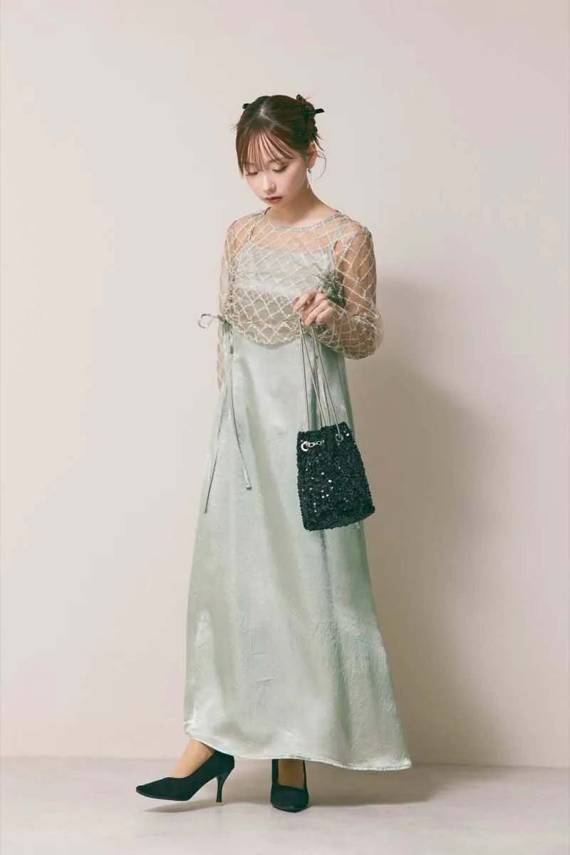 ミントのドロストギャザーセパレートドレス