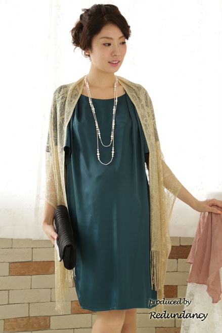 グリーンのラッフルスリーブミニ丈マタニティドレス