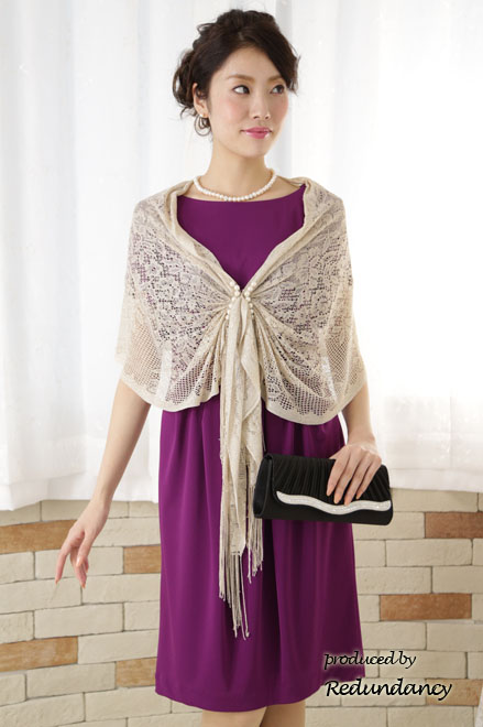 パープルのハイウエストジャージー素材ワンピース