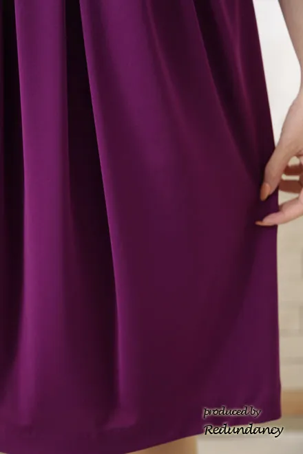 パープルのハイウエストジャージー素材ワンピース