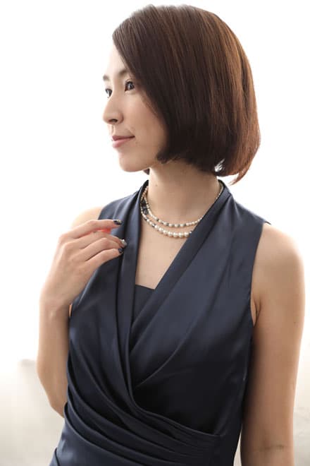 ネイビーのアメリカンスリーブタイトドレス